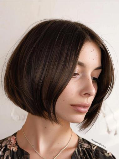 Bob Hair Wig Brown Chin Length 10" Lace Front Straight Remy Human Hair Wigs