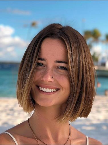 Blonde Bob Wigs Synthetic Lace Front Straight Chin Length 10" Wigs