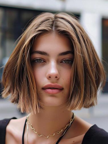 Bob Wig Human Hair Blonde Straight 10" Chin Length Monofilament Wigs