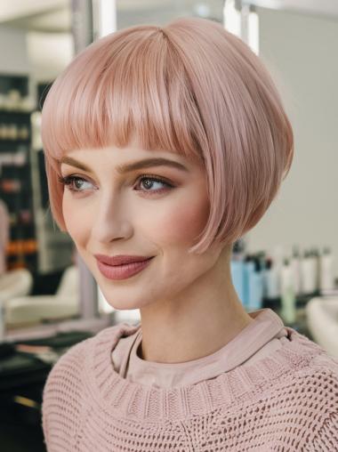 Short Bob Wig Straight 8" Ombre/2 Tone Monofilament Remy Human Hair Wigs