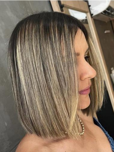 Bob Lace Wig Blonde Straight Synthetic 12" Shoulder Length Wigs