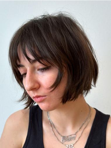 Bob Wig Brown Straight 10" Synthetic Monofilament Chin Length Wigs