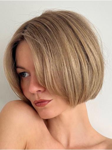 Short Blonde Bob Wig Straight Synthetic 8" Monofilament Wigs