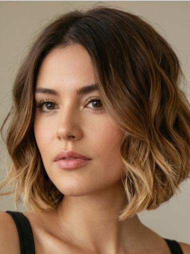 Lace Front Wavy Bob Wigs Synthetic 10" Chin Length Ombre/2 Tone Wigs
