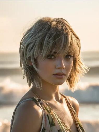 Bob Wig Human Hair Blonde Straight 10" Chin Length Lace Front Wigs