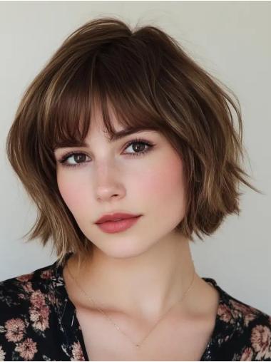 Short Straight Bob Wigs 8" Monofilament Ombre/2 Tone Synthetic Wigs