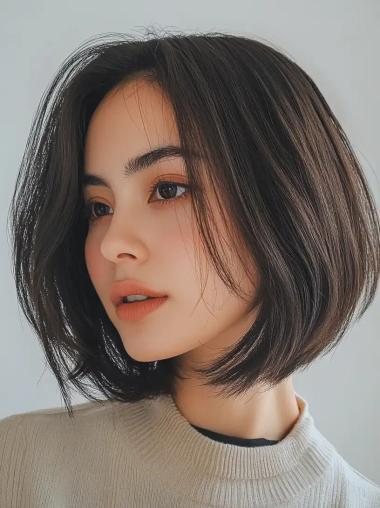 Black Bob Wig Lace Front Synthetic Straight 10" Chin Length Wigs