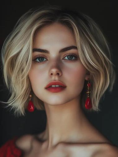 Blonde Bob Wig Lace Front 10" Synthetic Chin Length Wavy Wigs