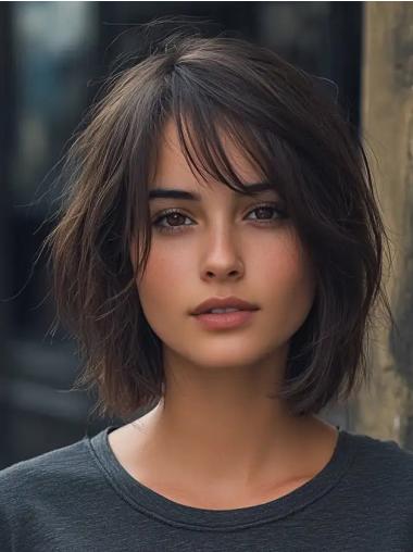 Black Bob Wig Lace Front Synthetic Straight 12" Shoulder Length Wigs