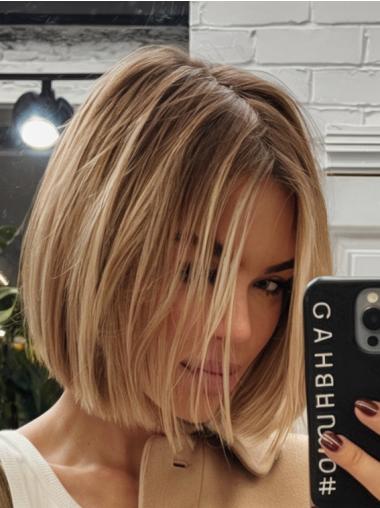 Bob Wig Human Hair Blonde Straight 10" Chin Length Lace Front Wigs