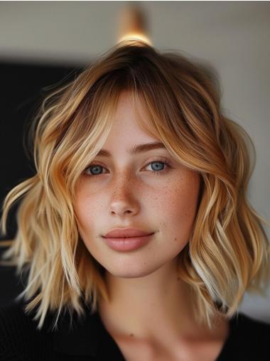 Lace Front Wavy Bob Wigs Synthetic 12" Shoulder Length Ombre/2 Tone Wigs