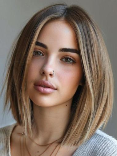 Synthetic Bob Wigs Lace Front Ombre/2 Tone 12" Straight Shoulder Length Wigs