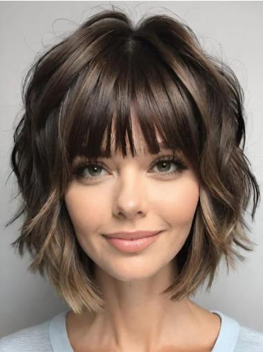 Wavy Bob Wig Human Hair 10" Ombre/2 Tone Lace Front Chin Length Wigs