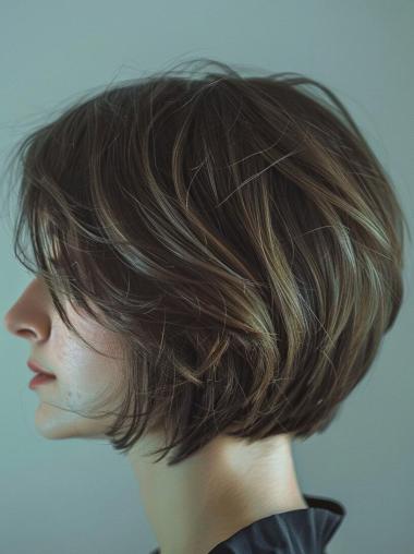 Synthetic Bob Wigs Lace Front Ombre/2 Tone 10" Straight Chin Length Wigs