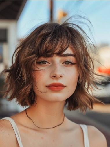 Blonde Bob Wig Lace Front 10" Remy Human Hair Chin Length Wavy Wigs