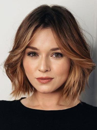 Wavy Bob Wig Human Hair 10" Ombre/2 Tone Lace Front Chin Length Wigs