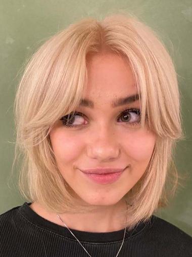 Bob Lace Wig Blonde Straight Synthetic 10" Chin Length Wigs