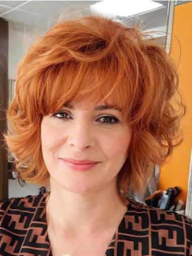 Wavy Bob Wigs Lace Front 10" Copper Remy Human Hair Chin Length Wigs