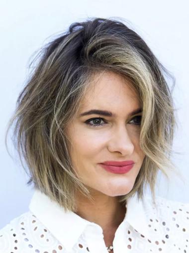 Bob Lace Wig Human Hair 10" Straight Chin Length Ombre/2 Tone Wigs