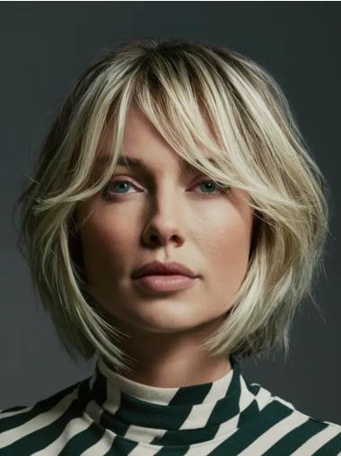 Blonde Bob Wig Lace Front Remy Human Hair 10" Straight Chin Length Wigs