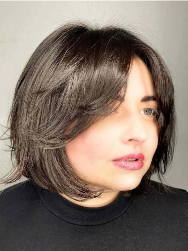 Medium Straight Wig Bobs Lace Front Synthetic Chin Length Black 10" Wigs