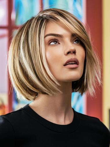 Medium Straight Hair Wig Monofilament Ombre/2 Tone Bobs 12" Shoulder Length Wigs