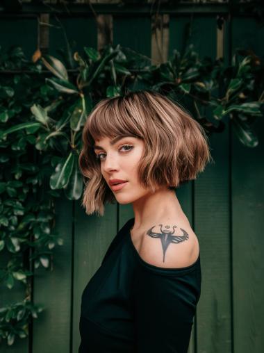 Medium Length Wavy Wig 10" Bobs Remy Human Hair Monofilament Ombre/2 Tone Wigs