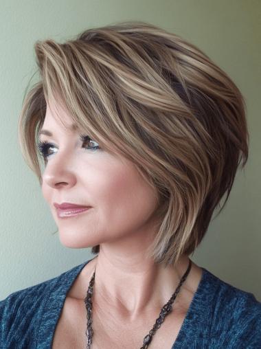 Wig Medium Length Straight Hairstyles 12" Bobs Ombre/2 Tone Synthetic Monofilament Wigs