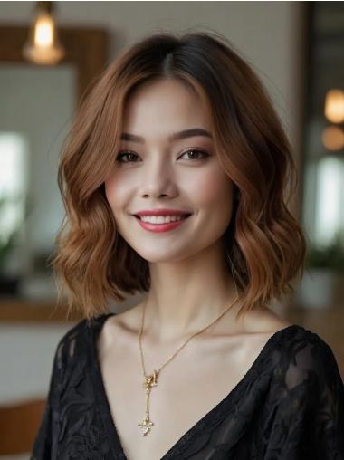 Medium Bob Wig Brown Shoulder Length 12" Monofilament Synthetic Wigs