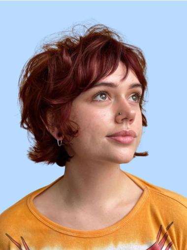 Medium Length Bob Wig Synthetic 10" Straight Auburn Monofilament Wigs