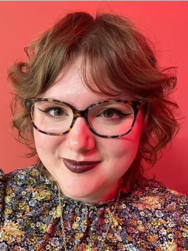 Brown Medium Hair Wig Lace Front Bobs Shoulder Length Wavy 12" Wigs