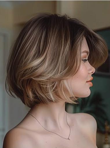 Wigs Medium Length Straight 10" Ombre/2 Tone Synthetic Bobs Wigs