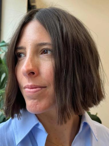 Medium Brown Bob Wig Synthetic 12" Straight Lace Front Shoulder Length Wigs