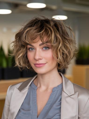 Wigs Medium Length Wavy 10" Ombre/2 Tone Remy Human Hair Bobs Wigs