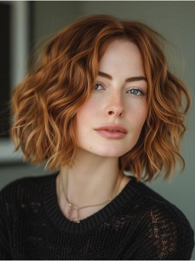 Medium Wig Synthetic 12" Bobs Shoulder Length Copper Lace Front Wigs