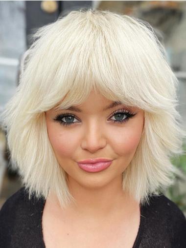 Medium Layered Wigs Synthetic Monofilament Shoulder Length Straight 12" Wigs