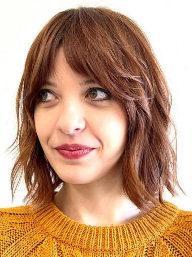 Medium Length Layered Wig Monofilament Synthetic Straight 12" Brown Wigs