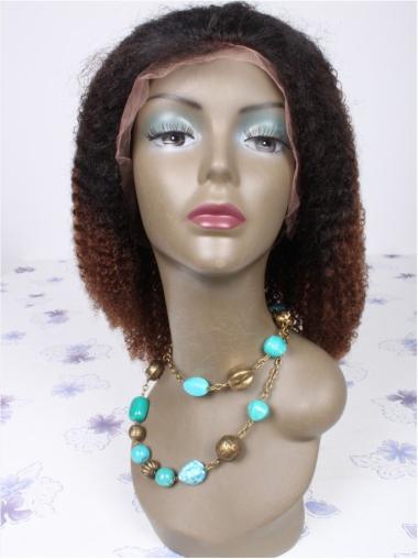 Ombre/2 Tone 16 Inches Affordable African American Real Hair Wigs Curly