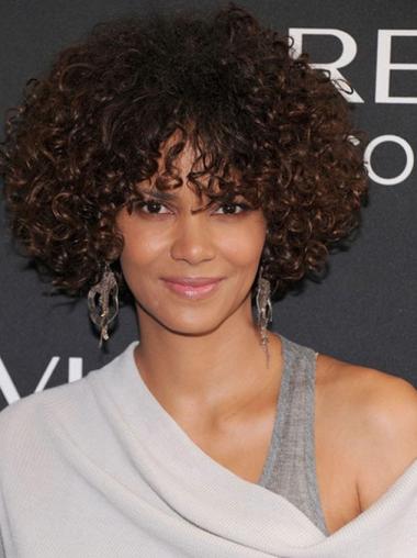 With Bangs Chin Length Remy Human Hair Fabulous Halle Berry Lace Front Wig