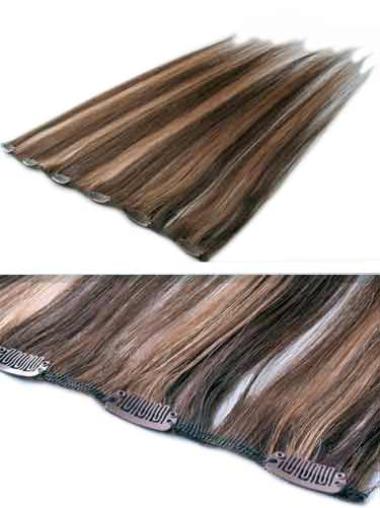 Brown Straight Amazing Clip In Human Hair Wig