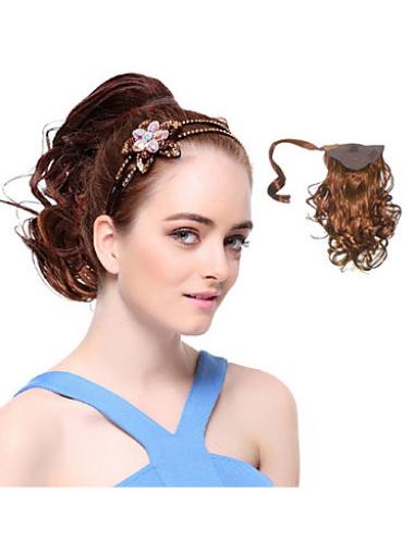 Auburn Wavy Synthetic Fashionable Ponytails
