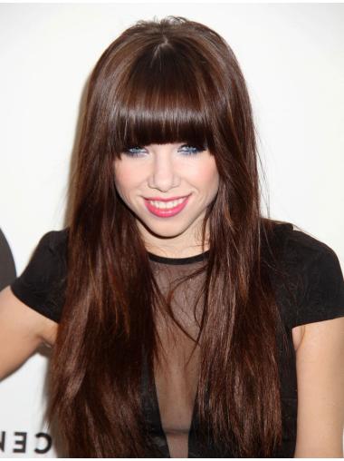 Auburn Cheap Carly Synthetic Long Straight Wig With Bangs