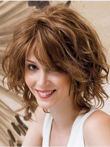 Human Hair 12" Wavy Auburn Hand Knotted Wigs