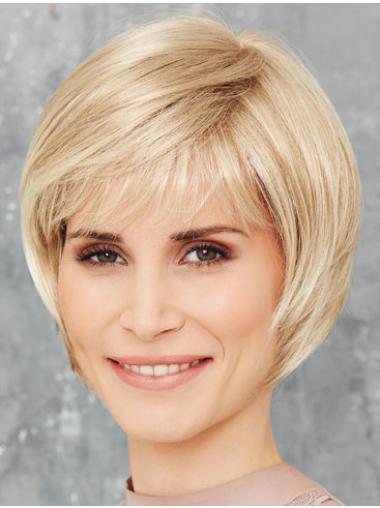 Short Straight Monofilament Blonde Bob Wigs