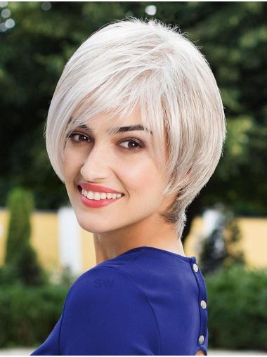 Chin Length Straight Monofilament Grey Bob Hairstyles