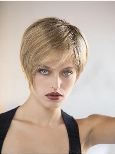 Blonde Straight Cropped Synthetic Monofilament Wig Sale