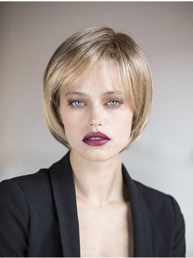 Bobs Synthetic Straight Monofilament Blonde Medium Length Hairstyles