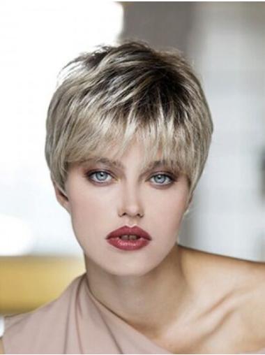 Blonde Straight Boycuts Synthetic Cheap Lace Front Wigs