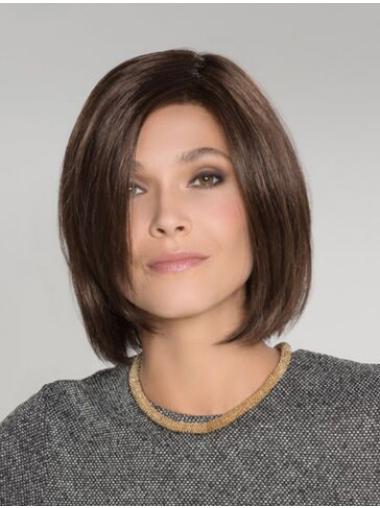 Chin Length Straight Monofilament Brown Bob Cut Wigs