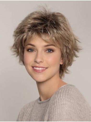 Wavy Boycuts 100% Hand-tied Blonde Short Wigs For Women